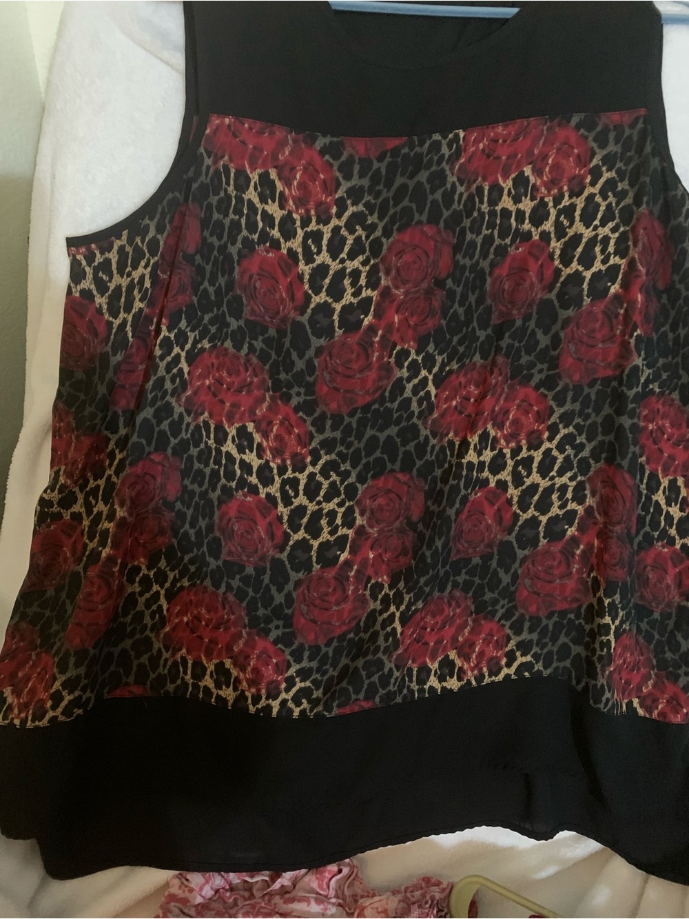 Signature Black A-Line Skirt with Red Rose and Leopard Print